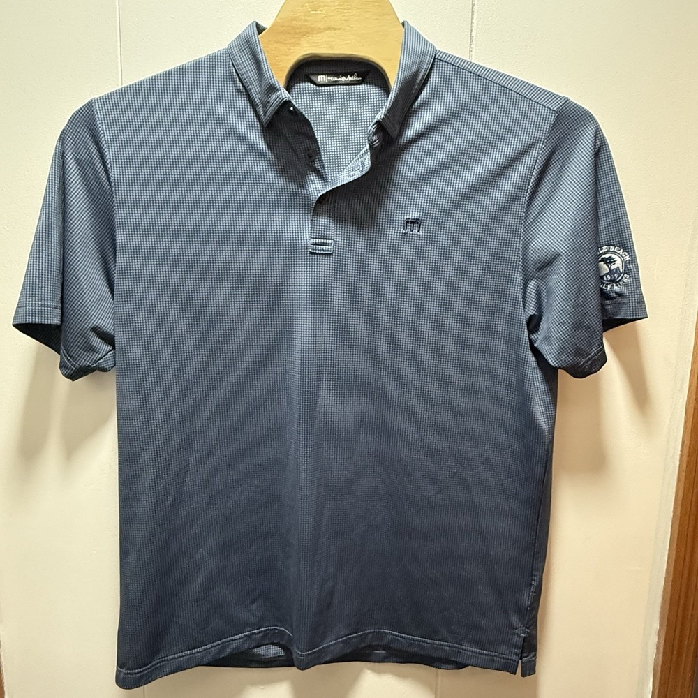 Travis Mathew Pebble Beach Golf‎ Links Performance Polo Blue Gingham Size XL